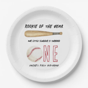Rookie of the Year Baseball 1st Birthday Party Paper Plates