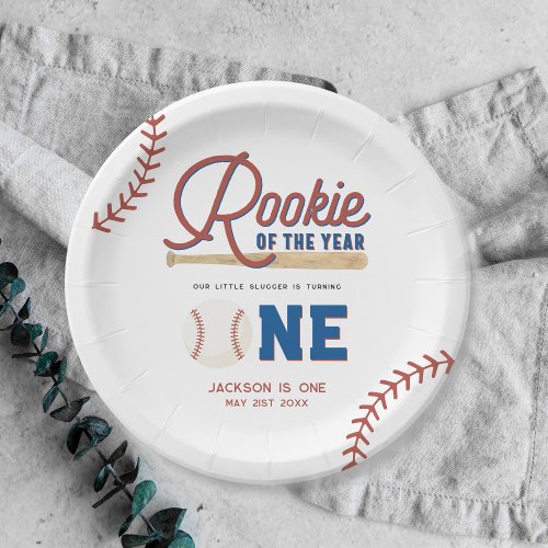 Rookie of the Year Baseball 1st Birthday Party Paper Plates