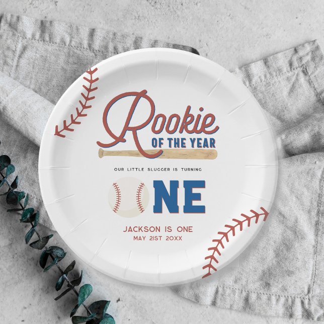 Rookie of the Year Baseball 1st Birthday Party Paper Plates (Creator Uploaded)