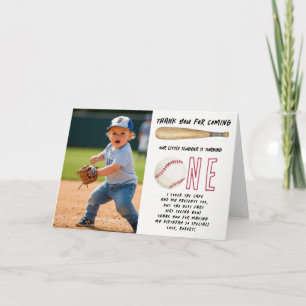 Rookie of the Year Baseball 1st Birthday Party Thank You Card