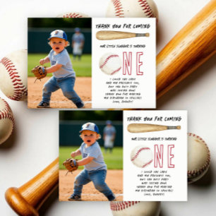 Rookie of the Year Baseball 1st Birthday Party Thank You Card