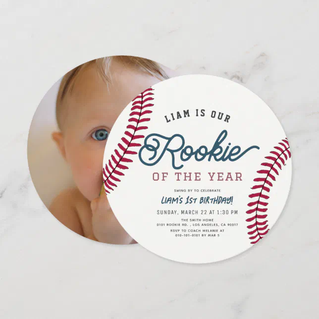 Rookie Of The Year Baseball 1st Birthday Photo Invitation Zazzle Rookie Of The Year Baseball 1st Birthday Photo Invitation Tcxa5 644.webp