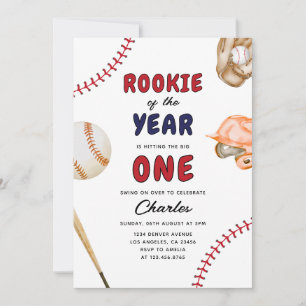 Rookie of the year baseball 1st Sports birthday Invitation