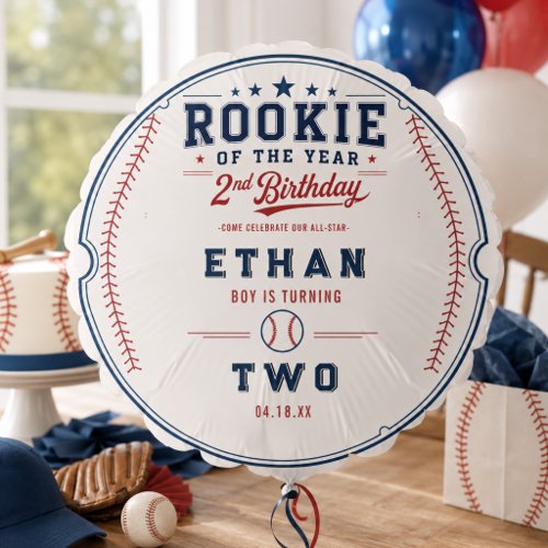 Rookie of the Year Baseball 2nd Birthday Kids Balloon