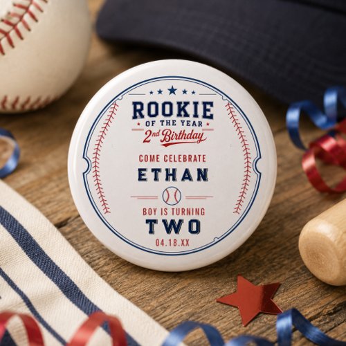 Rookie of the Year Baseball 2nd Birthday Kids  Button