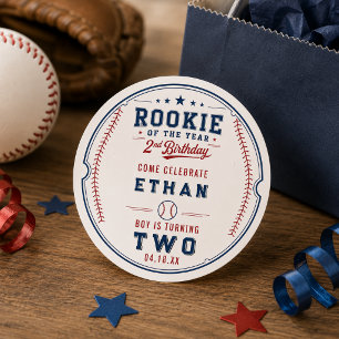 Rookie of the Year Baseball 2nd Birthday Kids Classic Round Sticker