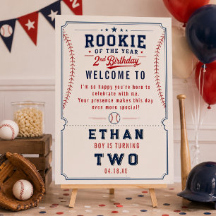 Rookie of the Year Baseball 2nd Birthday Kids Foam Board