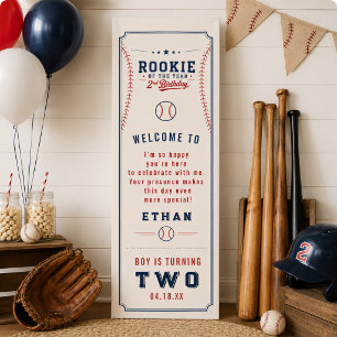 Rookie of the Year Baseball 2nd Birthday Party Banner