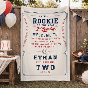 Rookie of the Year Baseball 2nd Birthday Party Banner