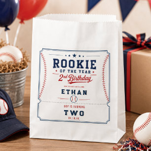 Rookie of the Year Baseball 2nd Birthday Party Favor Bag