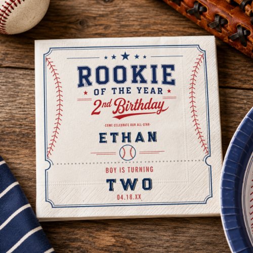 Rookie of the Year Baseball 2nd Birthday Party Napkins