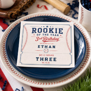 Rookie of the Year Baseball 3rd Birthday Party Napkins