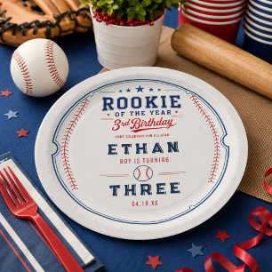 Rookie of the Year Baseball 3rd Birthday Party Paper Plates