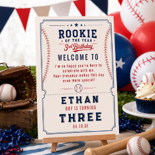 Rookie of the Year Baseball 3rd Birthday ticket Foam Board