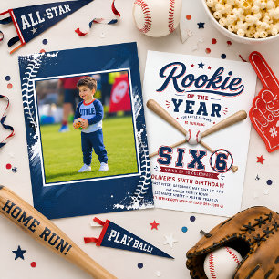 Rookie of the Year Baseball 6th Birthday Invitation