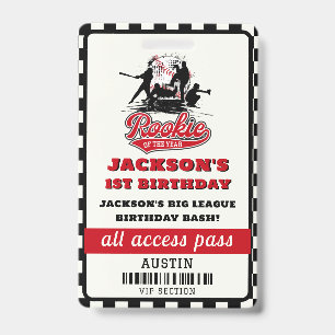 Rookie Of The Year Baseball Birthday Party Badge