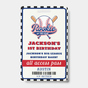 Rookie Of The Year Baseball Birthday Party Badge