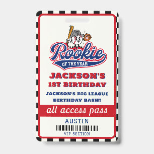 Rookie Of The Year Baseball Birthday Party Badge