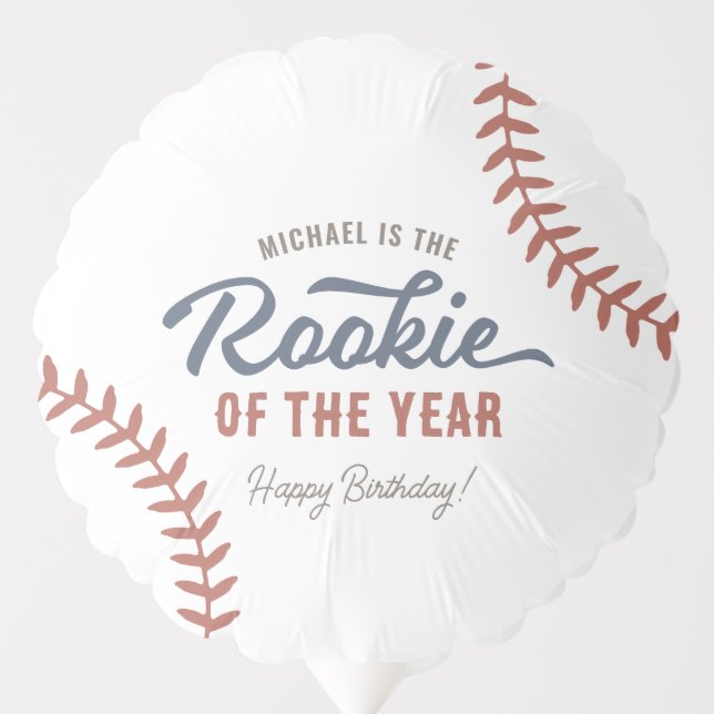 Rookie of the Year Baseball Birthday Party Balloon (Front)