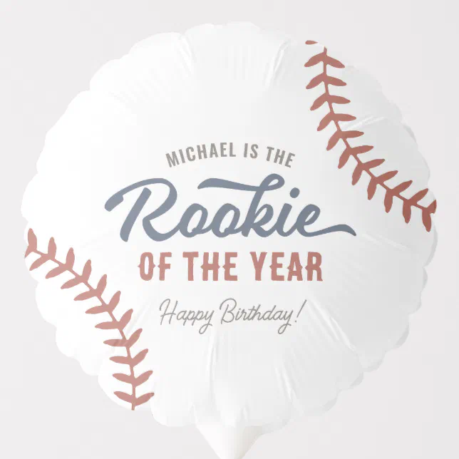 Rookie of the Year Baseball Birthday Party Balloon | Zazzle