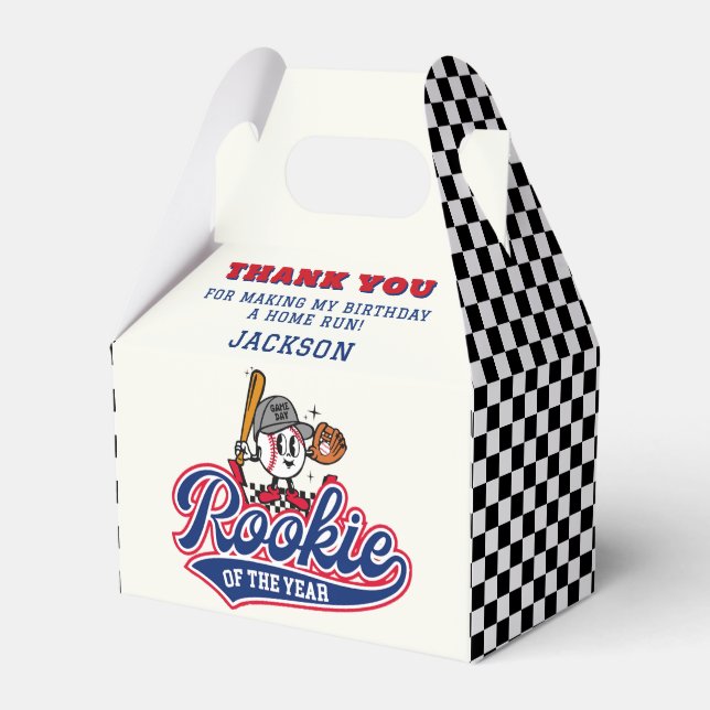 Rookie Of The Year Baseball Birthday Party Custom Favor Boxes (Front Side)