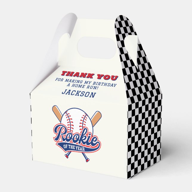 Rookie Of The Year Baseball Birthday Party Custom Favor Boxes (Front Side)