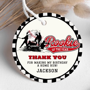 Rookie Of The Year Baseball Birthday Party Custom Favor Tags