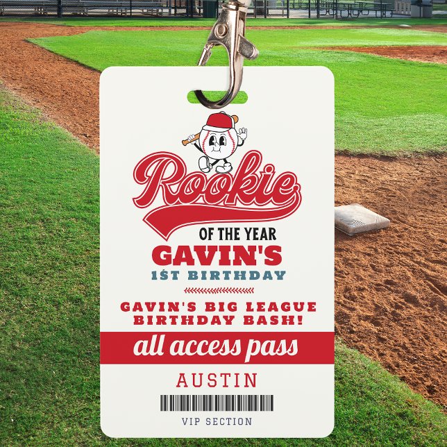 Rookie Of The Year Baseball Birthday Party Favor Badge (Creator Uploaded)