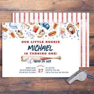 Rookie of the Year Baseball Birthday Party  Invitation