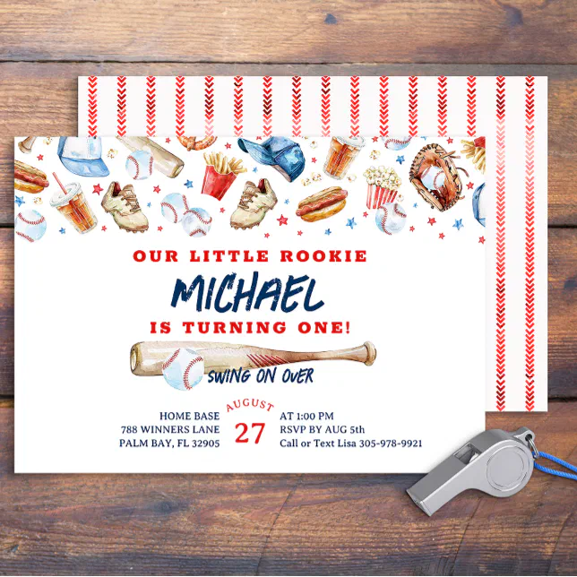 Rookie of the Year Baseball Birthday Party Invitation | Zazzle