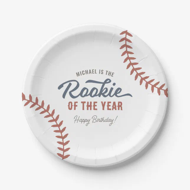 Rookie of the Year Baseball Birthday Party Paper Plates | Zazzle