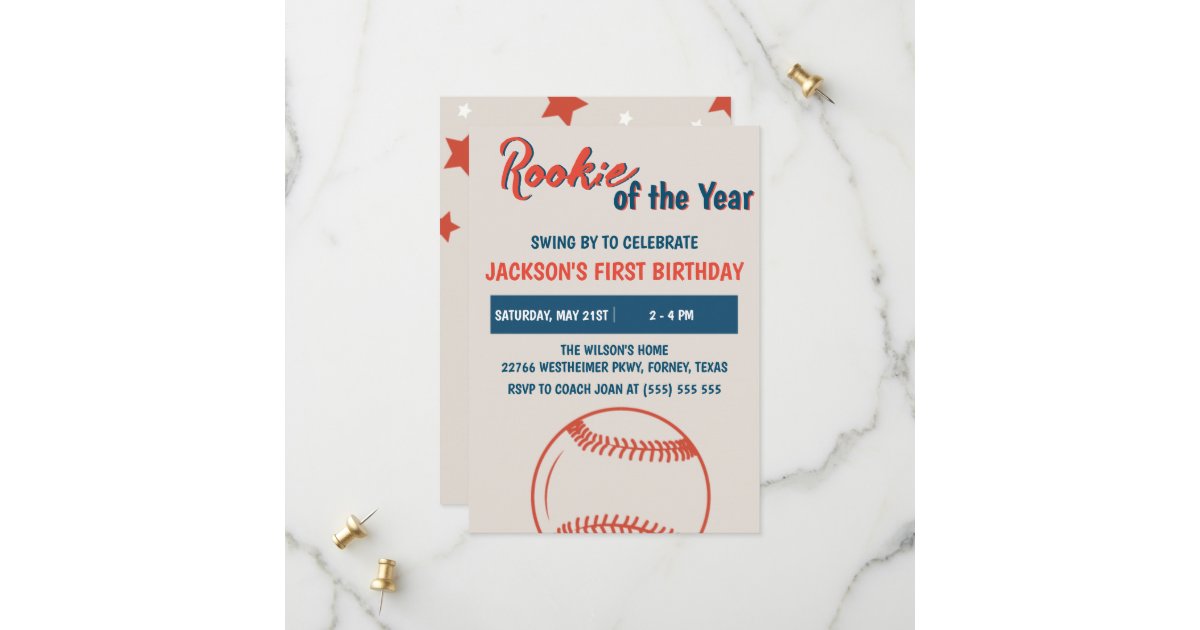 Rookie of the Year Baseball Birthday Party Save The Date | Zazzle