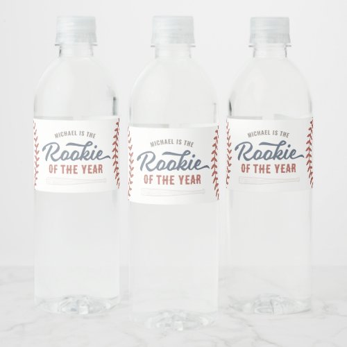 Rookie of the Year Baseball Birthday Party Water Bottle Label