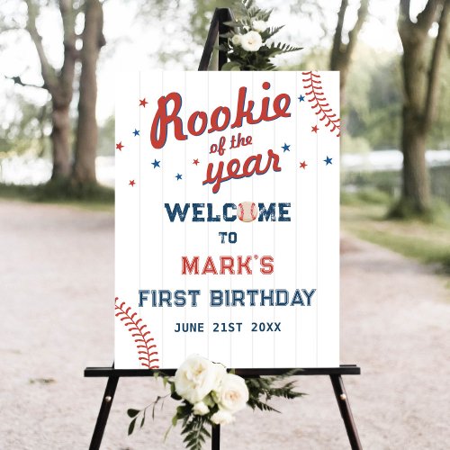 Rookie of the Year Baseball Birthday Welcome Foam Board