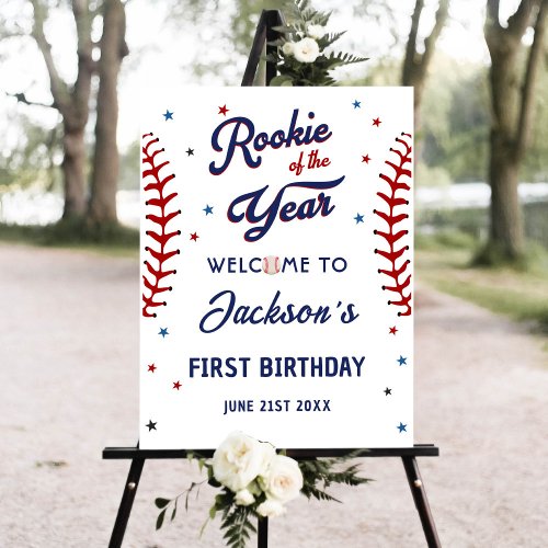 Rookie of the Year Baseball Birthday Welcome Foam Board