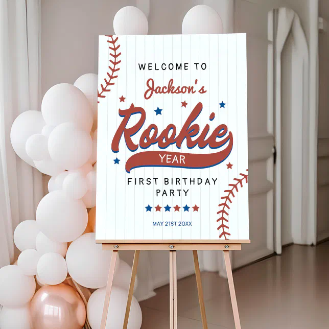 Rookie of the Year Baseball Birthday Welcome Sign | Zazzle