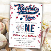 Baseball First Birthday Invitation  Rookie of the Year Invite – Wild Bloom  Design Studio