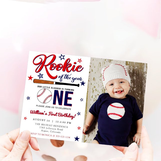 Rookie of the Year Baseball First 1st Birthday Invitation (Creator Uploaded)