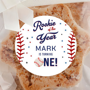 Rookie of the Year Baseball First Birthday Classic Round Sticker