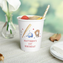 Rookie of the Year Baseball First Birthday Paper Cups