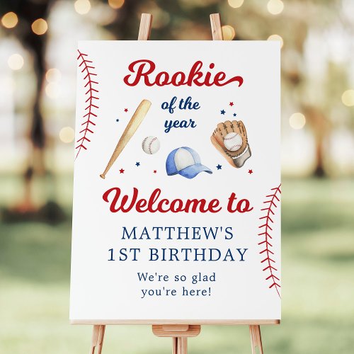 Rookie of the Year Baseball First Birthday Welcome Foam Board