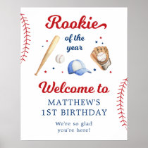 Rookie of the Year Baseball First Birthday Welcome Poster