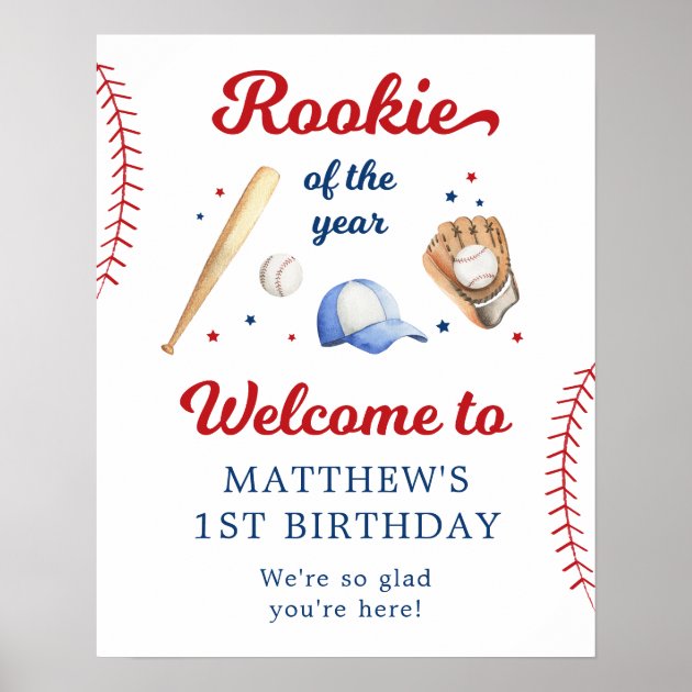 Rookie Of The Year Baseball First Birthday Welcome Poster Zazzle Rookie Of The Year Baseball First Birthday Welcome Poster Wvc 8byvr 630