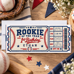 Rookie of the Year Baseball Photo 1st Birthday Invitation