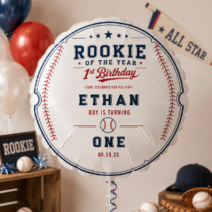 Rookie of the Year Baseball Ticket 1st Birthday Balloon