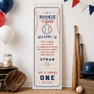 Rookie of the Year Baseball Ticket 1st Birthday Banner