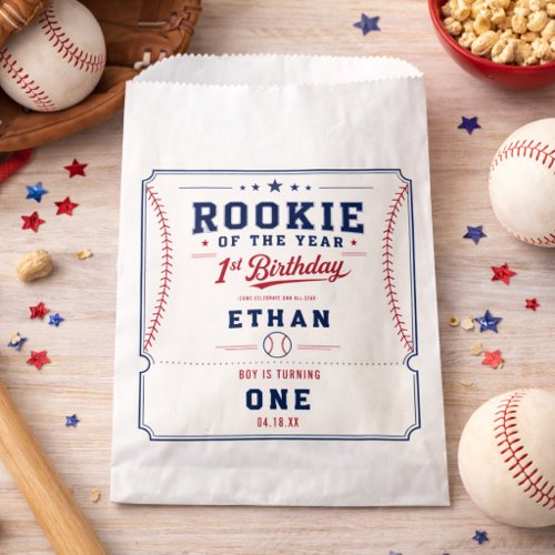 Rookie of the Year Baseball Ticket 1st Birthday Favor Bag