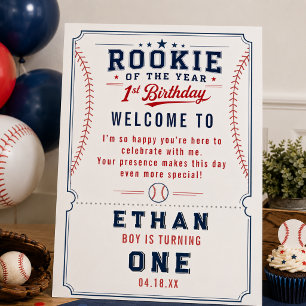 Rookie of the Year Baseball Ticket 1st Birthday Foam Board
