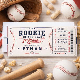 Rookie of the Year Baseball Ticket  1st Birthday Invitation