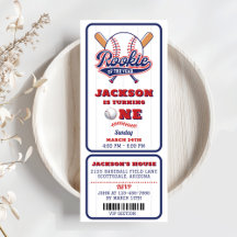 Rookie Of The Year Baseball Ticket 1st Birthday
